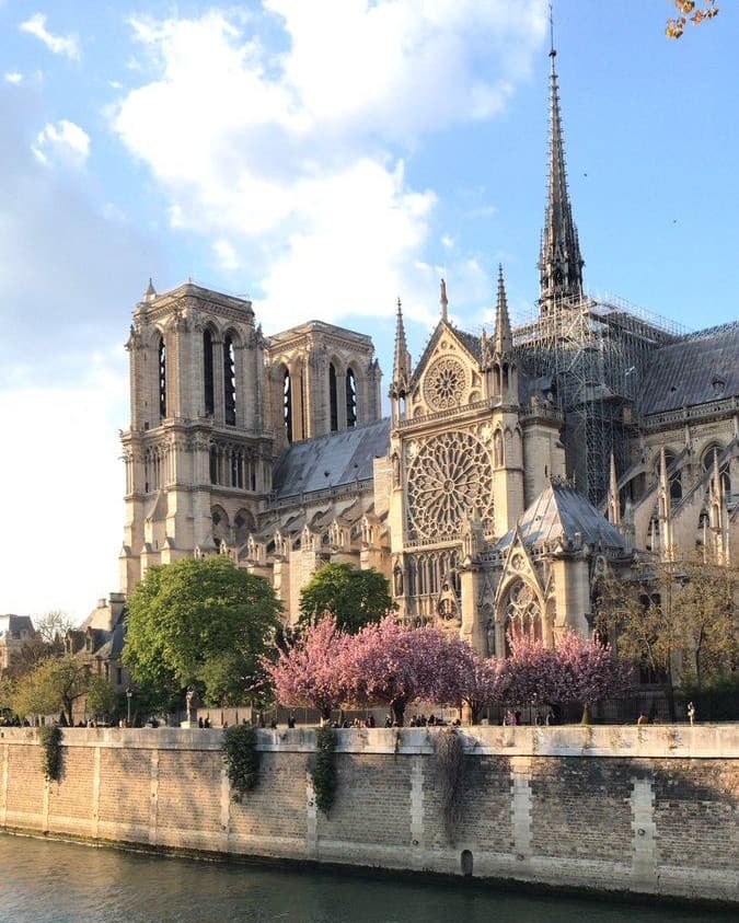 Notre-Dame Cathedral seen from the Seine in Paris