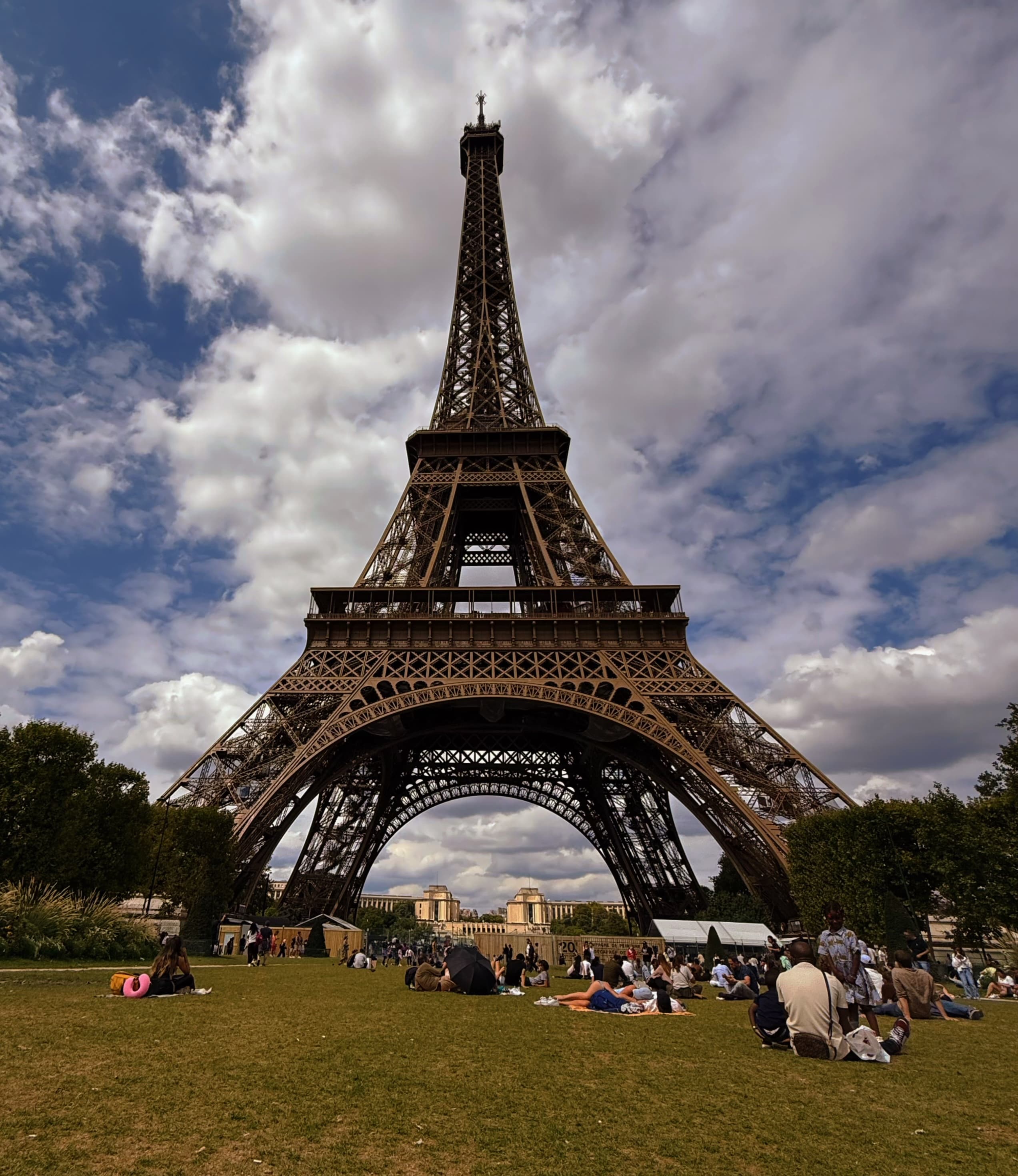 Picnic on Champ de Mars with the Eiffel Tower in the background