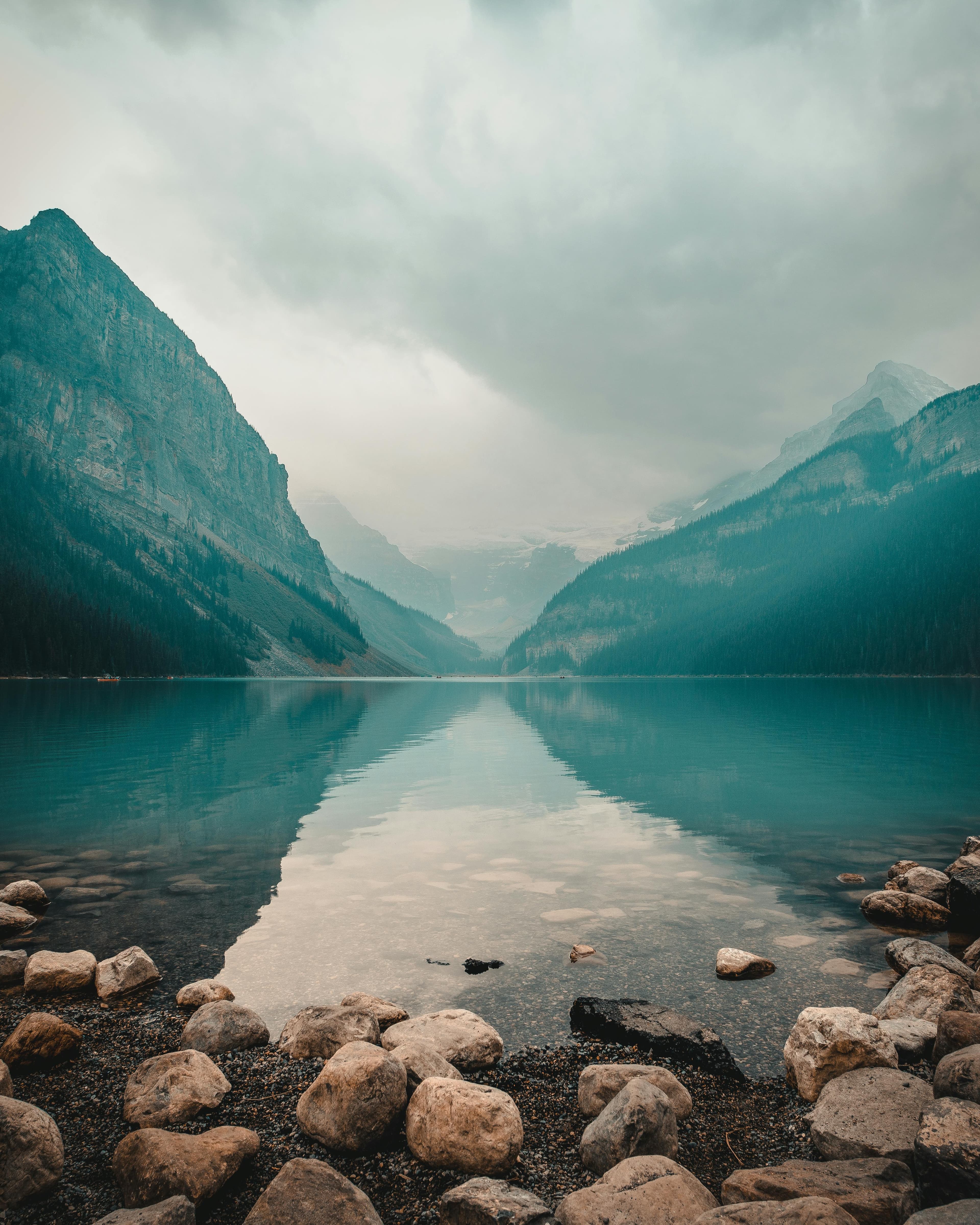 Serene mountain lake